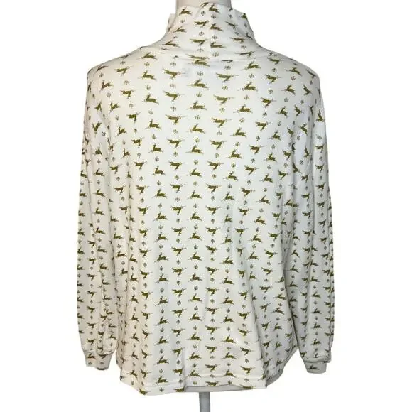 Partners by Mervyns Womens Cotton Top Mock Neck Long Sleeve Small Holiday Print - Picture 4 of 7